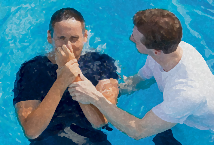 Being baptized.  It is symbolic of dying to the old life and rising into life anew in Christ, a good eternal decision.