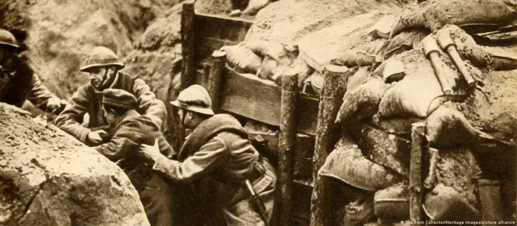Trench warfare during World War One.