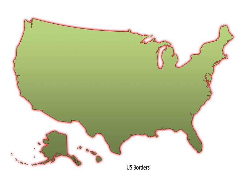 The borders of the United States of America.  Crossing inside the red line into the green area without legal authority is considered illegal immigration.